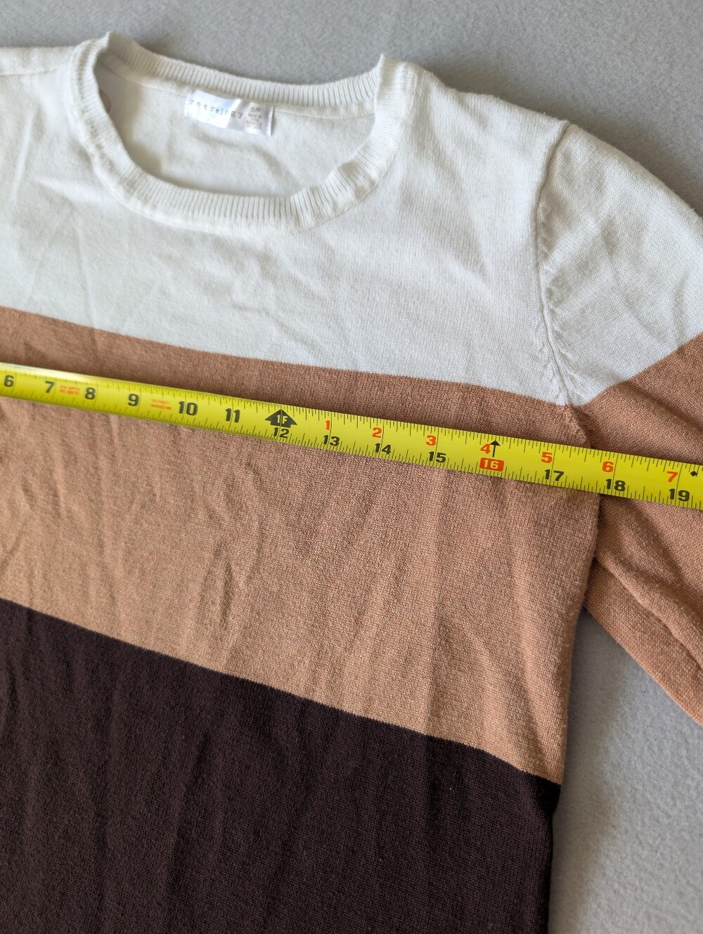 Women's Colorblock Neutral Camel Brown Crewneck Sweater Spring Minimalist Luxury image 10